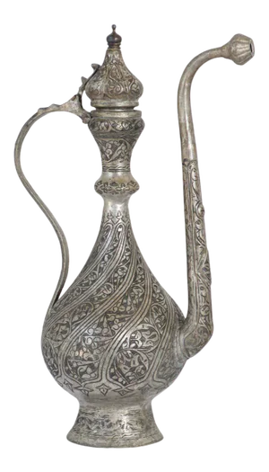 Middle Eastern Islamic Turkish Ottoman Tinned Copper Ewer