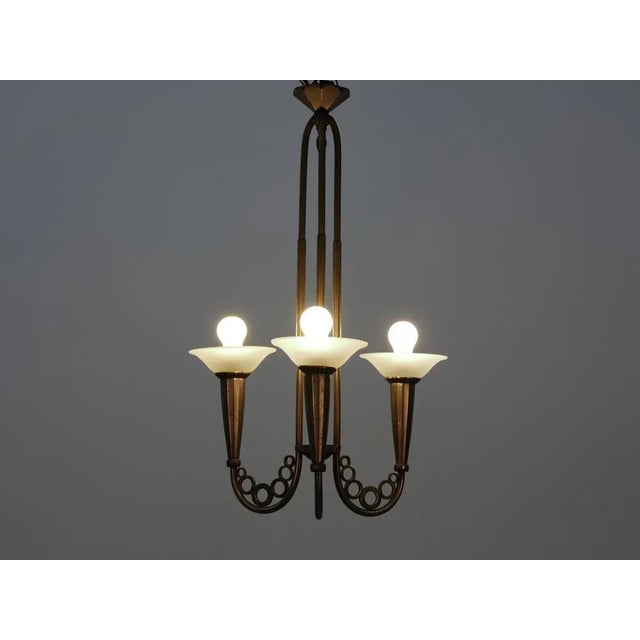 Metal French Art Deco Chandelier, 1920s For Sale - Image 7 of 9