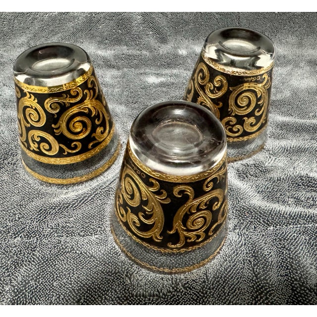 Vintage Culver LTD Ebony Baroque Gold Lowball Glasses - Set of 3 For Sale - Image 11 of 12