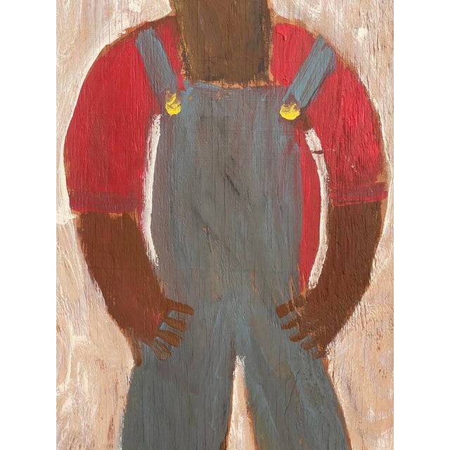 Red 1980s Vintage Jimmy Lee Sudduth Folk Art Painting “Farmer” For Sale - Image 8 of 12