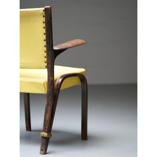 French Chair in Wood and Yellow Upholstery, France, 1950s For Sale - Image 10 of 12