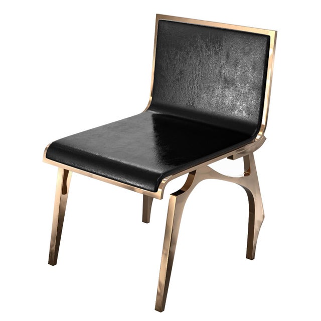 "Decisione" Chair With Bronze and Tailor Made Leather For Sale - Image 4 of 5