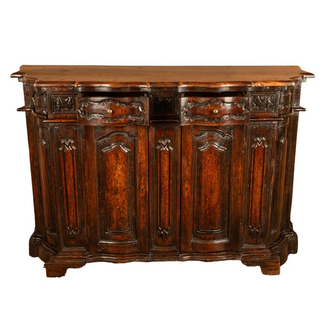 17th Century Antique Italian 17th Century Renaissance Carved Walnut Sideboard Credenza 1600 For Sale - Image 5 of 17