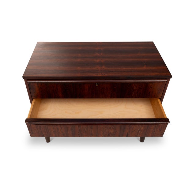 Vintage Danish Mid-Century Rosewood Three-Drawer Lowboy Dresser For Sale In San Francisco - Image 6 of 7