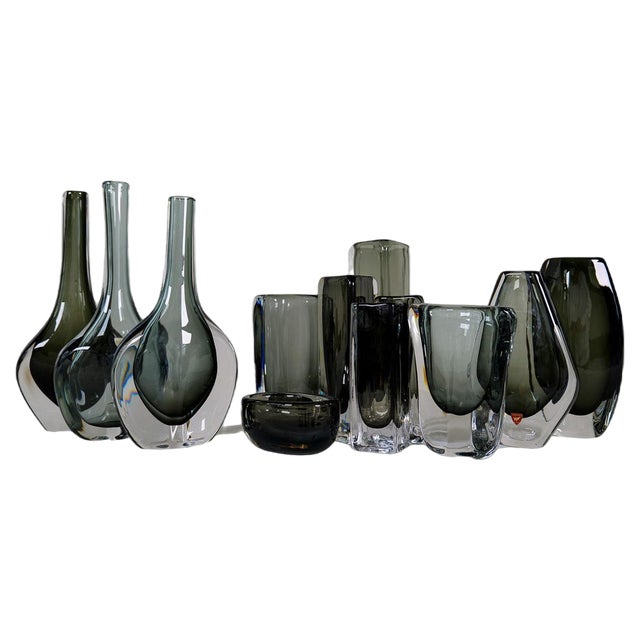 Mid-Century Swedish Art Glass by Nils Landberg Orrefors, 1950s, Set of 12 For Sale