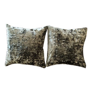 Contemporary Crushed Velvet Pillows- a Pair For Sale