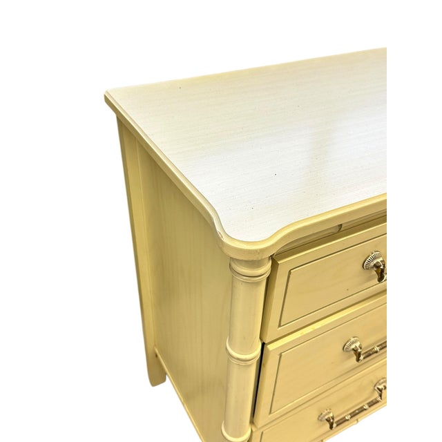 Vintage Palm Beach Regency "Bali Hai" Henry Link Style Cream Colored Faux Bamboo Nine Drawer Dresser For Sale In New York - Image 6 of 9