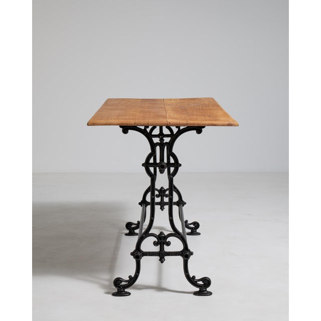 Brown Cast Iron Bistro Table, Antique, France, Early 20th Century For Sale - Image 8 of 13