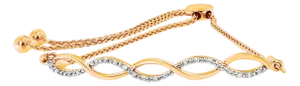 14K Yellow Gold Plated .925 Sterling Silver 1/10 cttw Diamond Infinity Twist 4���-10��� Adjustable Bolo Bracelet (I-J Color, I2-I3 Clarity)