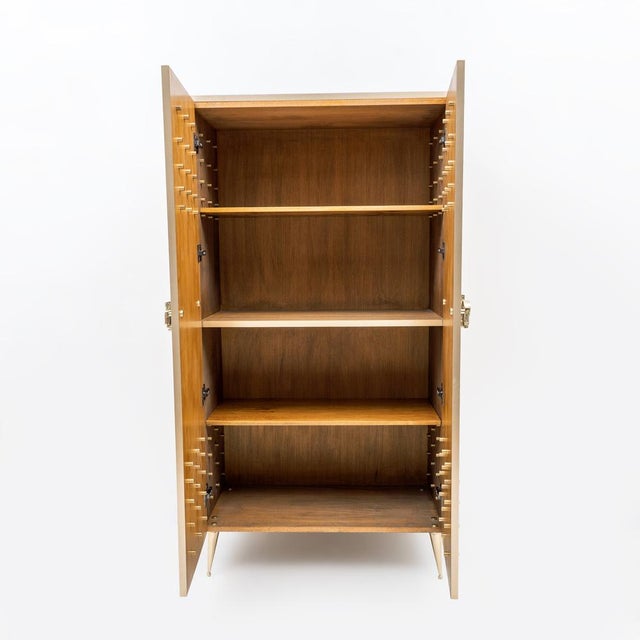 Italian Brass Bar Cabinet with Sculptural Cast Brass Handles, 1980 For Sale - Image 9 of 11