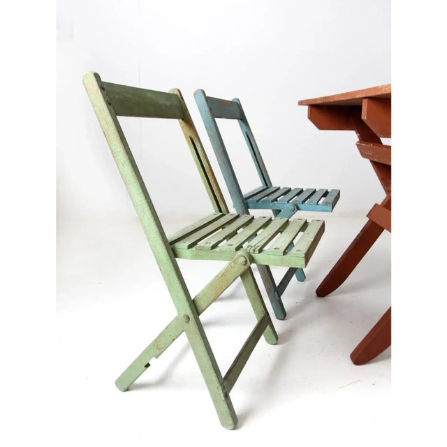 Vintage Wooden Patio Table & 4 Chairs For Sale - Image 13 of 16