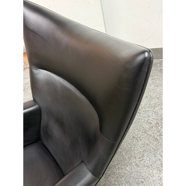 Hans Wegner for Carl Hansen & Son Thor Black Leather Ch445 Lounge Chair & Ch446 Footrest Set For Sale - Image 9 of 11