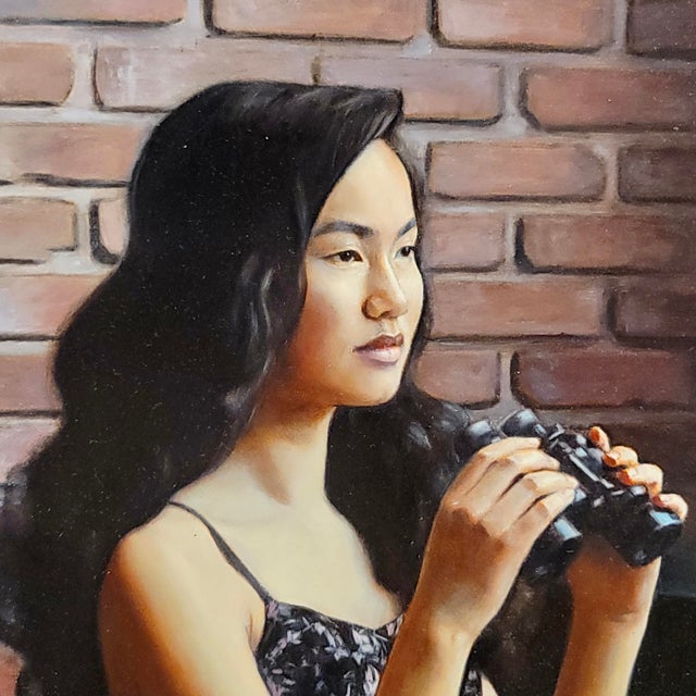 Early 21st Century Shaun Downey - The Girl With the Spy Glasses - Oil Painting For Sale - Image 5 of 10