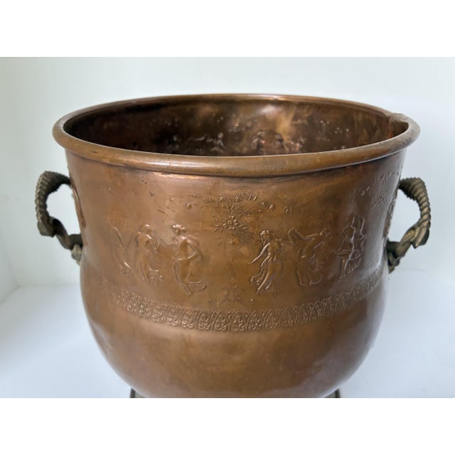 Vintage French Art Nouveau Copper Brass Planter Jardiniere | Pot | Champagne Bucket For Sale - Image 4 of 16