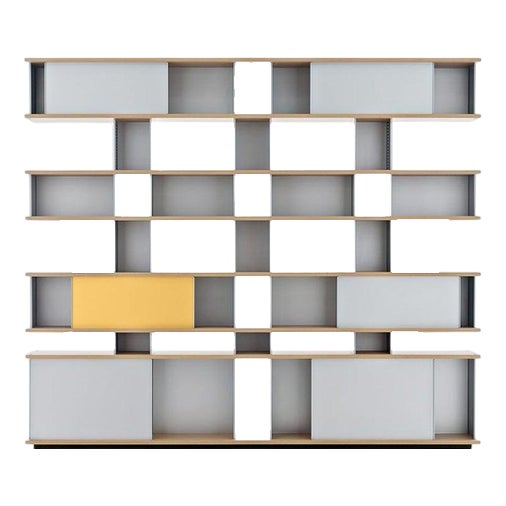 Nuage Shelving Unit in Wood and Aluminium by Charlotte Perriand for Cassina For Sale