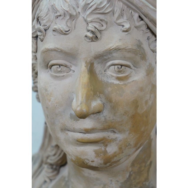 Tan Late 20th Century Classical Clay Terracotta Vailed Vestal Bust of a Woman Statue Sculpture 19" For Sale - Image 8 of 11