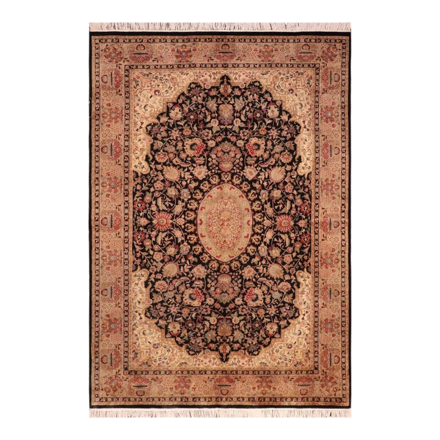 Heritage 1990's Pak-Persian Black/Taupe Wool Rug - 6'1'' X 8'10'' For Sale