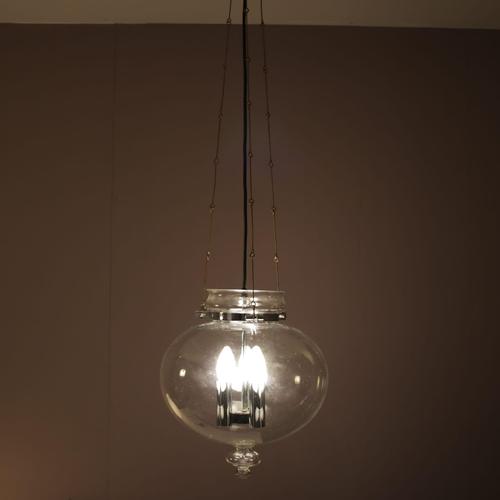 A lovely hanging lamp, designed by Herbert Proft and manufactured by Glashütte Limburg in Germany around 1960. Made of...