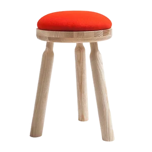 Ninna Stool in Natural Ash with Red Wool Seat by Carlo Contin for Adentro