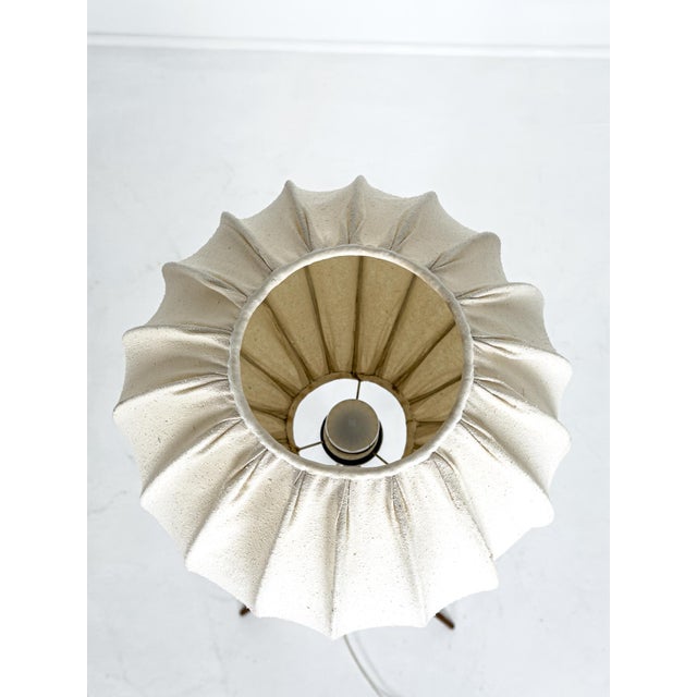 Scandinavian Modern Swedish Teak Tripod Floor Lamp with Pleated Fabric, 1960 For Sale - Image 6 of 8