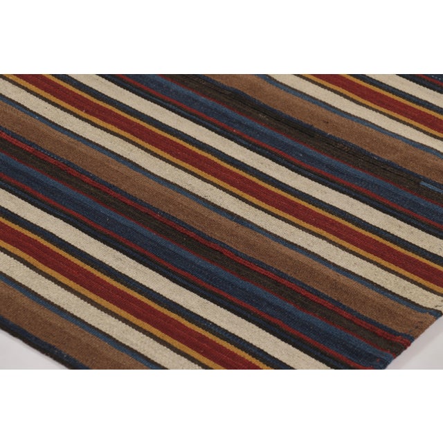 Tribal Vintage Persian Kilim, Square Rug With Rich Polychromatic Stripes - Rug & Kilim For Sale - Image 3 of 8