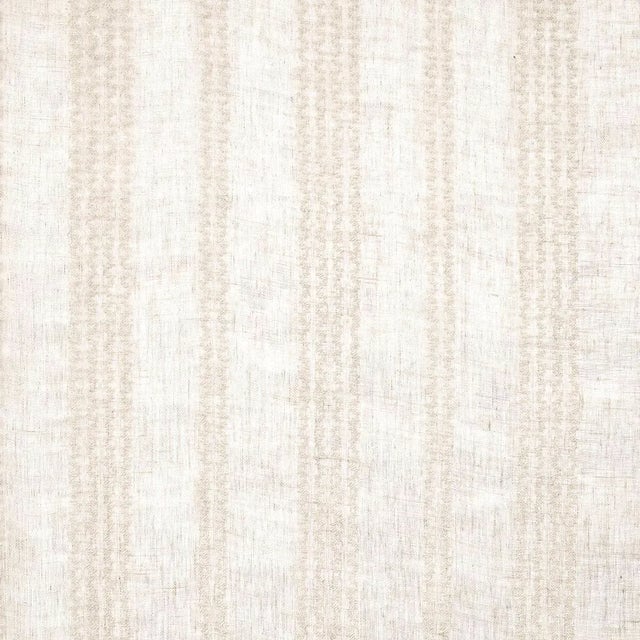 Sample - Schumacher Piero Stripe Embroidered Sheer Fabric in Linen For Sale