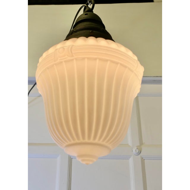 Large Victorian Arts and Crafts Opalescent Pendant Light, 1890s For Sale - Image 5 of 9