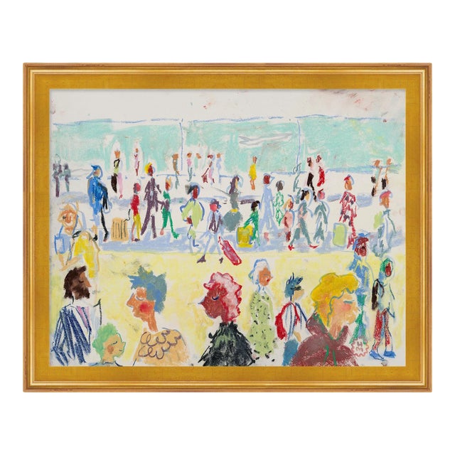 At the Airport by Happy Menocal in Gold Frame, XS Art Print For Sale