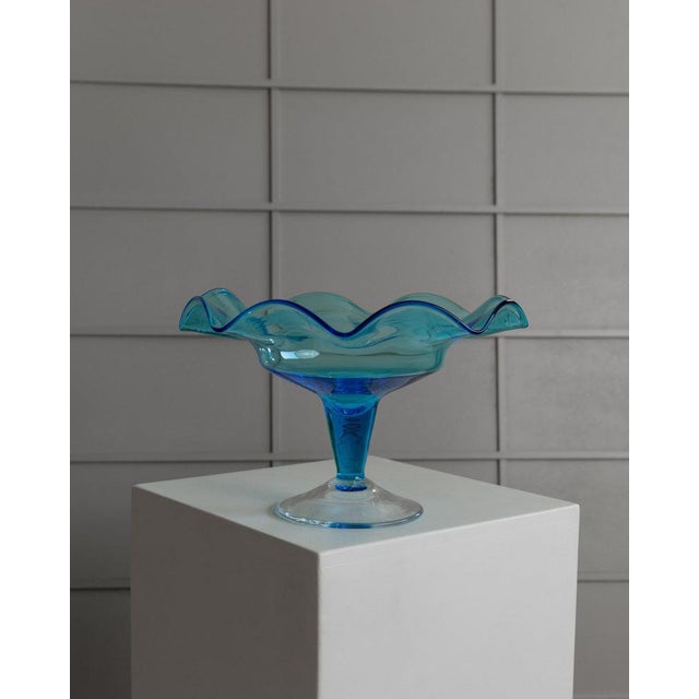 Vintage Murano Glass Bowl in Blue, Italy, 1980s For Sale - Image 10 of 12