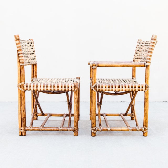 Vintage McGuire Antalya Dining Chairs in Bamboo & Laced Rawhide For Sale - Image 12 of 18