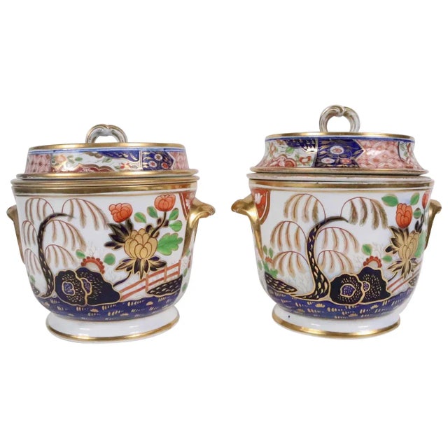 Antique Early 19th Century Coalport Imari Porcelain Rock & Tree Ice Buckets - A Pair For Sale - Image 9 of 9