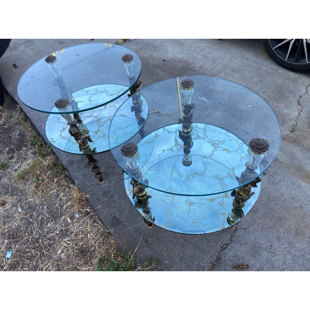 Metal 1940s Hollywood Regency Goran of Belgium End Table Set of Two Unmarked For Sale - Image 7 of 12