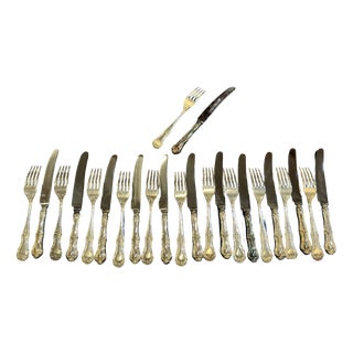 Vintage Russell Pattern Silver-Plated Knife and Fork by Mappin & Webb, Set of 24 For Sale