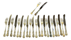 Vintage Russell Pattern Silver-Plated Knife and Fork by Mappin & Webb, Set of 24