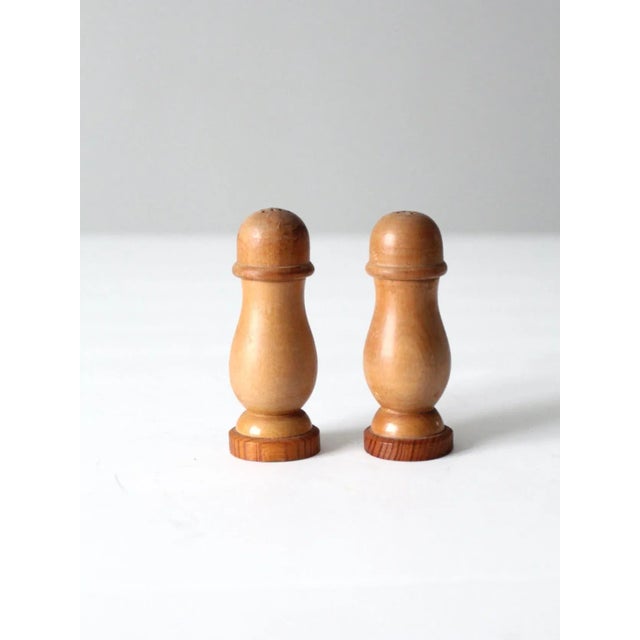 Tan Vintage Wooden Salt and Pepper Shakers For Sale - Image 8 of 8