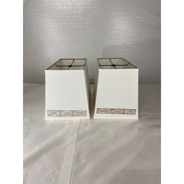 2020s Hand Painted Rectangle Lamp Shades a Pair For Sale - Image 5 of 11