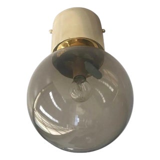21st Century Italian Uno Polished Brass and Smoky Murano Globe Flush Mount by Fabio LTD For Sale