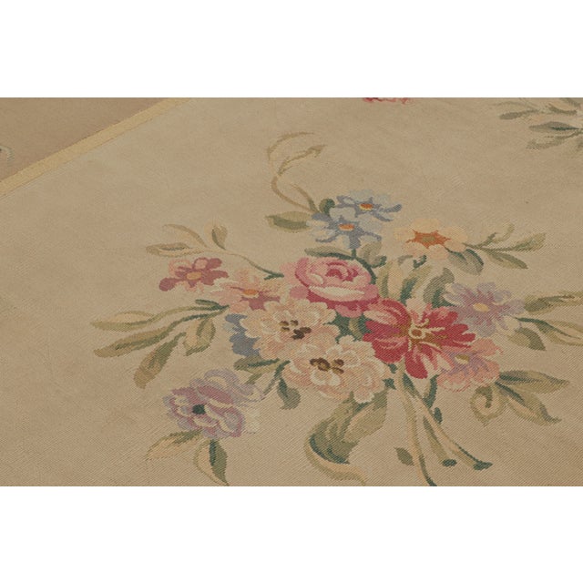Late 18th Century Antique Aubusson Rug in Beige-Brown With Floral Patterns, From Rug & Kilim For Sale - Image 5 of 6