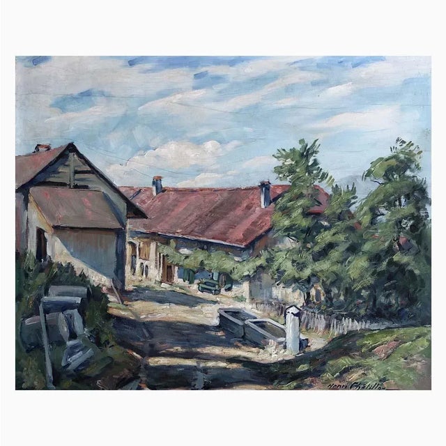 Henri Châtillon, La Fontaine, Cheseaux, 1949, Oil on Wood For Sale - Image 8 of 8