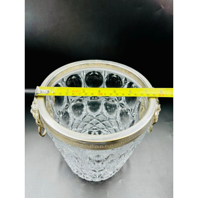 Mid 20th Century Stunning Saint-Louis Attributed Crystal Ice Bucket With Lion Heads For Sale - Image 10 of 12