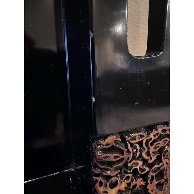 Wood Vintage Black Laquerware Tray With Walnut Top For Sale - Image 7 of 7