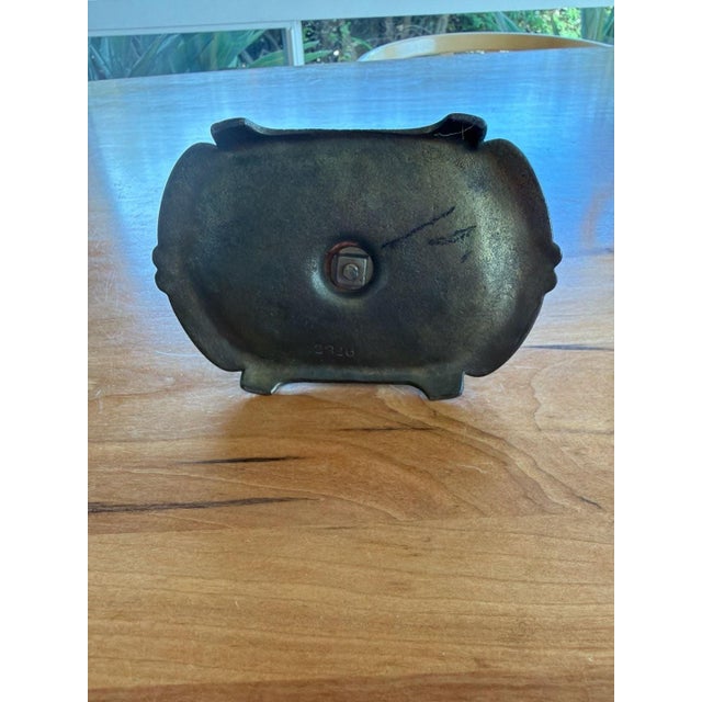 Art Deco Antique Art Deco Egyptian Revival Cast Iron Ashtray and Matchbox Holder For Sale - Image 3 of 7