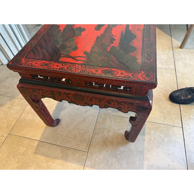 1920s Chinese Red Lacquered Table For Sale - Image 4 of 13