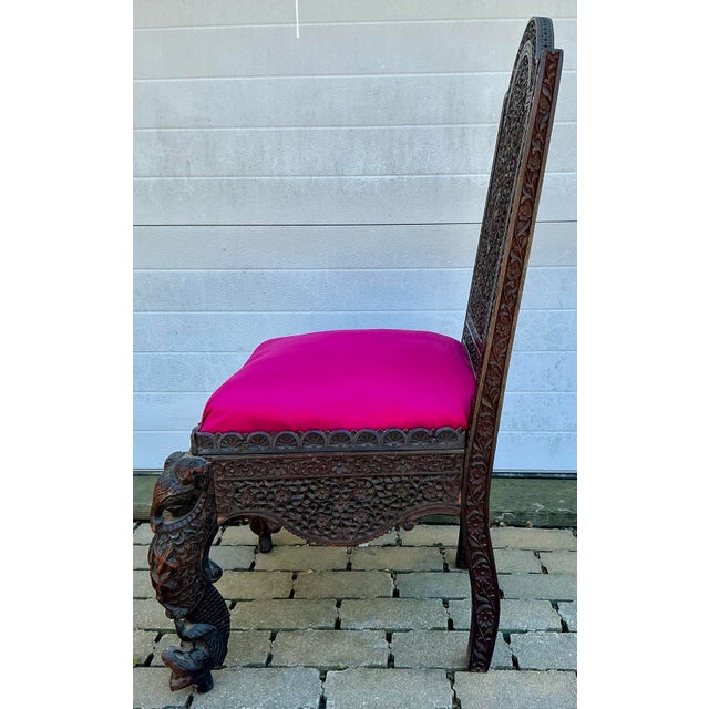 English Antique Anglo-Indian Carved Teak Side Chair For Sale - Image 3 of 12