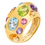 1990s Seaman Schepps 13.00 Carat Gemstone 18k Yellow Gold Antibes Ring, Size 6 For Sale