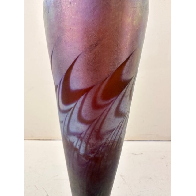 1980s Signed Iridescent Glass Vessel For Sale - Image 4 of 6