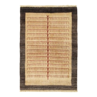 Vintage Hand-Knotted Persian Gabbeh Rug 3'5" X 4'10" For Sale