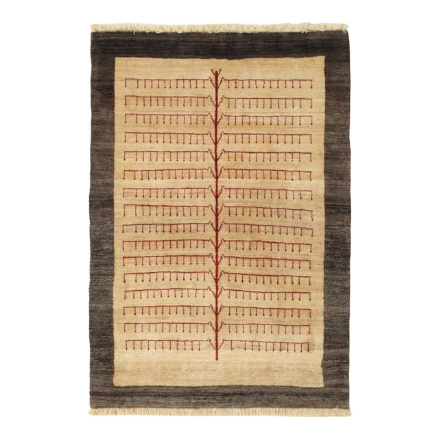 Vintage Hand-Knotted Persian Gabbeh Rug 3'5" X 4'10" For Sale