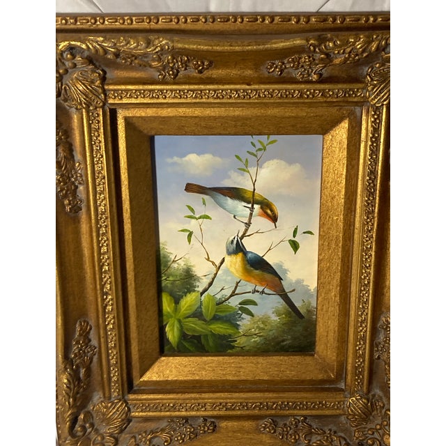 Late 19th Century Stunning Oil Painting on Panel Untitled (Two Birds on a Branch) Unsigned For Sale - Image 12 of 12