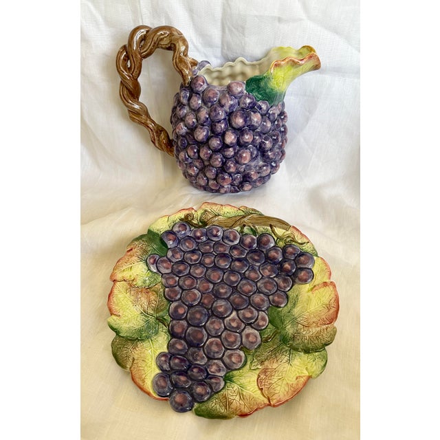 Fitz & Floyd Grape Pitcher w/Matching Cake Plate, Perfect for a collector or Garden Party, Easter etc. Mix and match with...